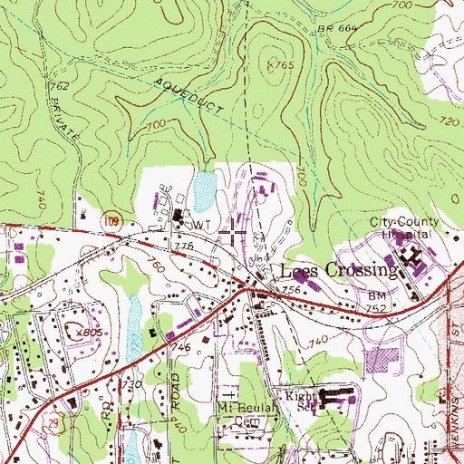 Topographic Map of Mount Beulah Baptist Church (historical), GA