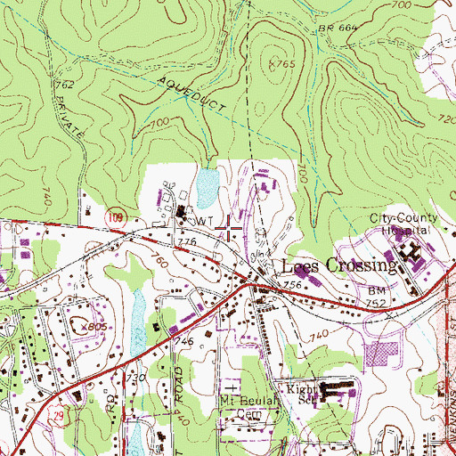 Topographic Map of Mount Beulah School (historical), GA