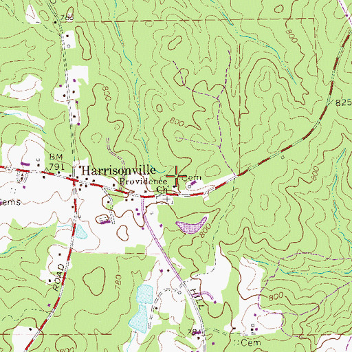 Topographic Map of Old Providence Cemetery, GA