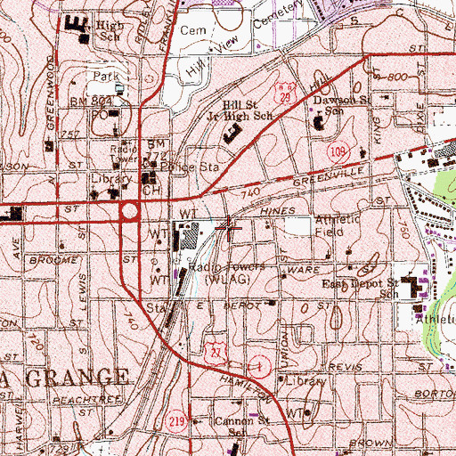 Topographic Map of Saint Johns Methodist Church, GA