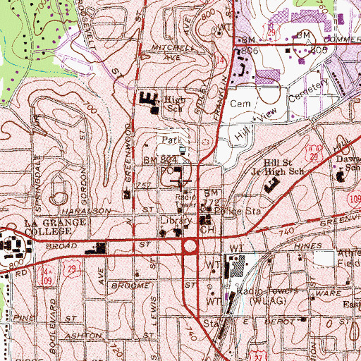 Topographic Map of Saint Peters Catholic Church, GA