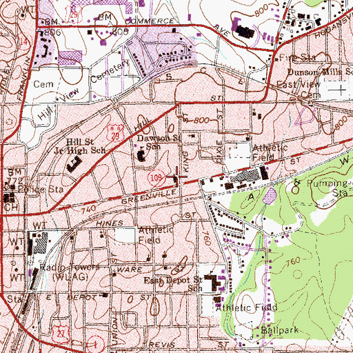 Topographic Map of Seventh Day Adventist Church, GA