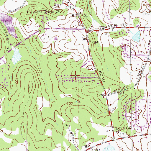 Topographic Map of Shady Oaks, GA