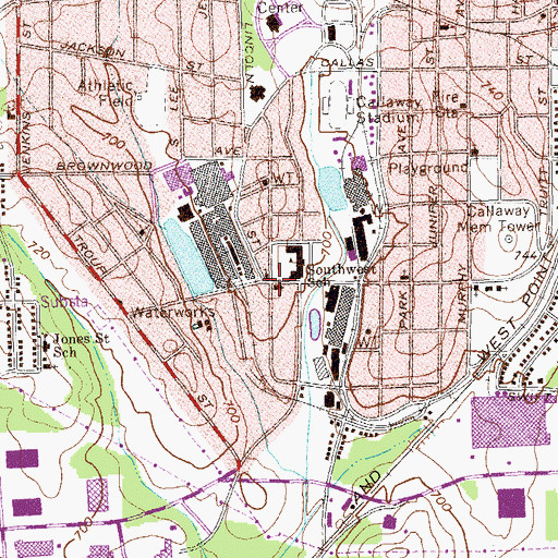 Topographic Map of Southwest La Grange Baptist Church, GA