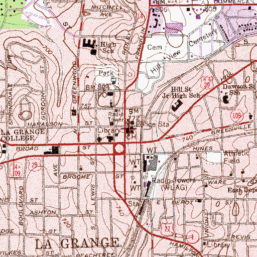 Topographic Map of Troup County Courthouse, GA