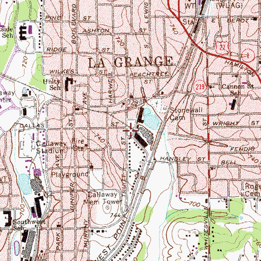 Topographic Map of Unity Park, GA