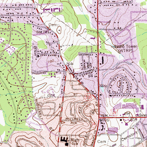 Topographic Map of Ward Chapel, GA