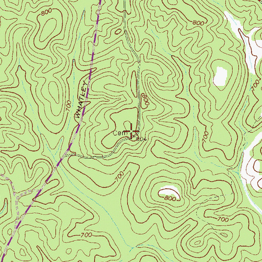 Topographic Map of Whatley Cemetery, GA