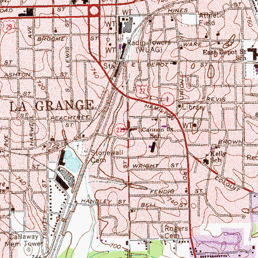 Topographic Map of Whitesville Street Methodist Church, GA
