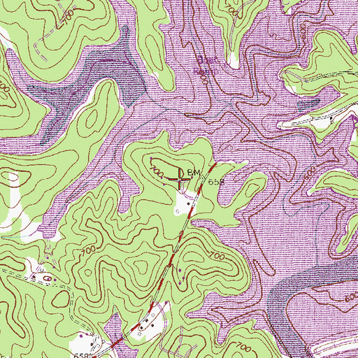 Topographic Map of Whitewater Woods, GA
