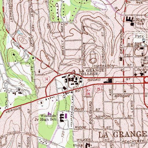 Topographic Map of William Banks Library, GA