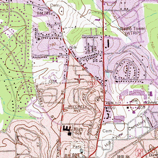 Topographic Map of Zion Hill Baptist Church (historical), GA