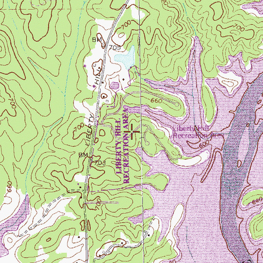 Topographic Map of Liberty Hill Recreation Area, GA