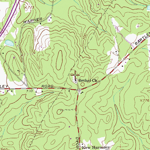 Topographic Map of Bethel Cemetery, GA