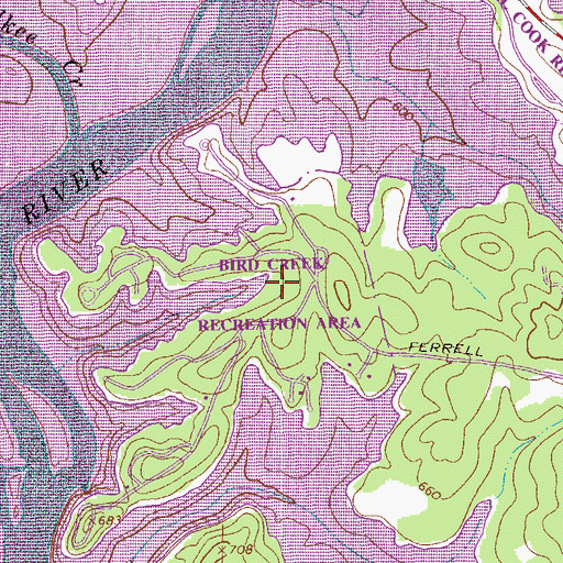 Topographic Map of Bird Creek Recreation Area, GA