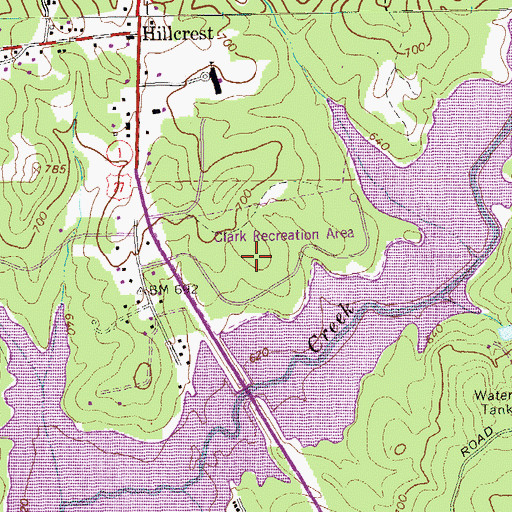 Topographic Map of Clark Recreation Area, GA