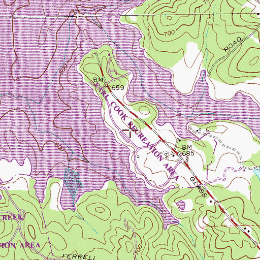Topographic Map of Earl Cook Recreation Area, GA