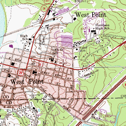 Topographic Map of Emmanuel Chapel Methodist Church, GA