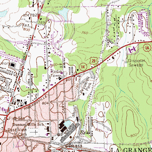 Topographic Map of Lagrange Fire Department Station 3, GA