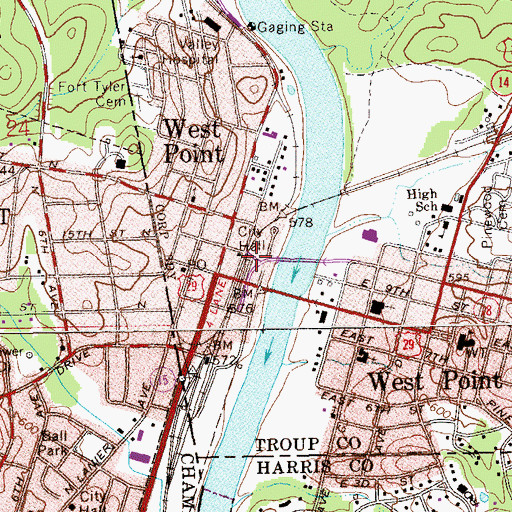 Topographic Map of First Christian Church, GA