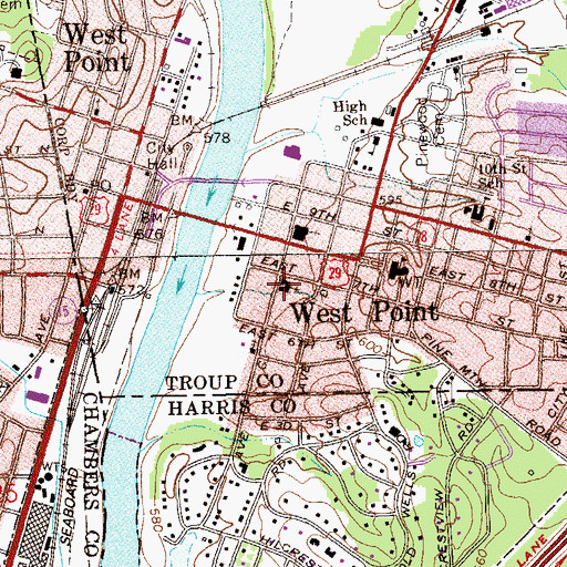 Topographic Map of First Methodist Church, GA
