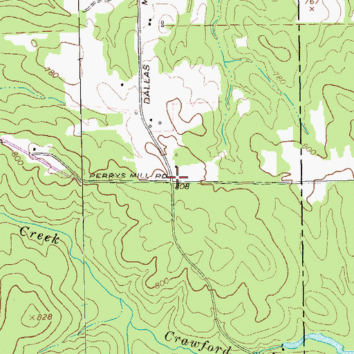 Topographic Map of Glanton Cemetery, GA