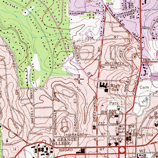 Topographic Map of Granger Park, GA
