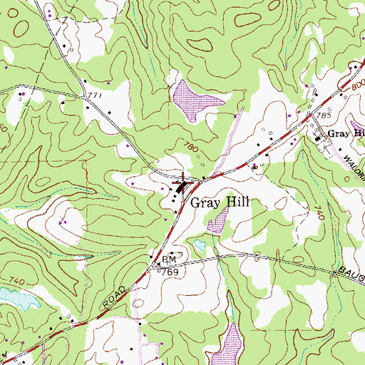 Topographic Map of Gray Hill School, GA