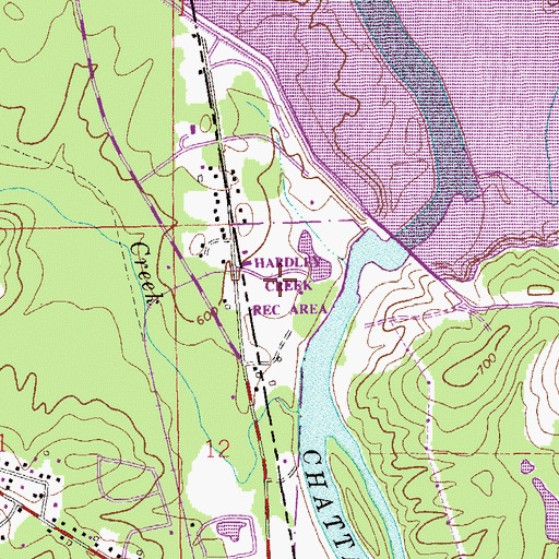Topographic Map of Hardley Creek Recreation Area, GA