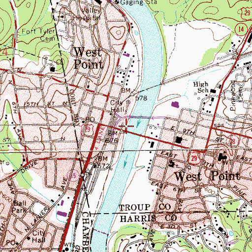 Topographic Map of Hawkes Childrens Library of West Point, GA