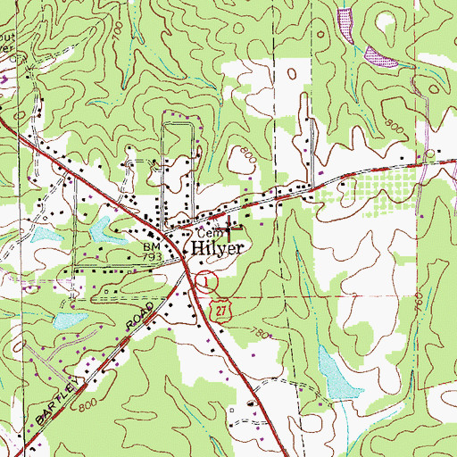 Topographic Map of Hilyer Church, GA
