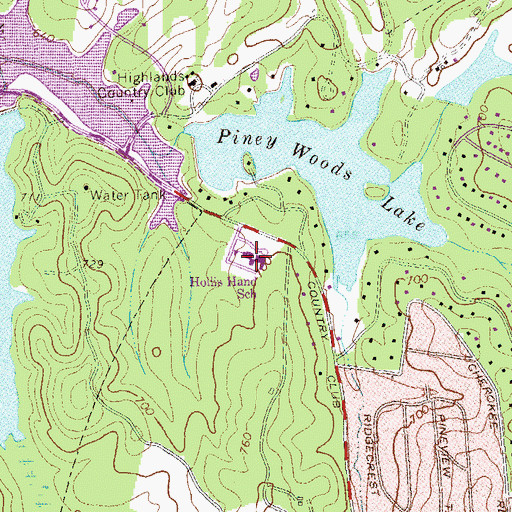 Topographic Map of Hollis Hand Elementary School, GA