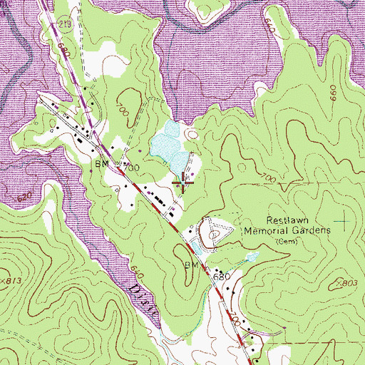 Topographic Map of Holly Hill, GA
