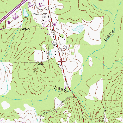 Topographic Map of Hunts Store (historical), GA