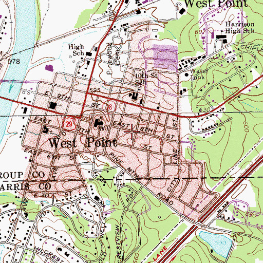 Topographic Map of Kerney Memorial Church (historical), GA