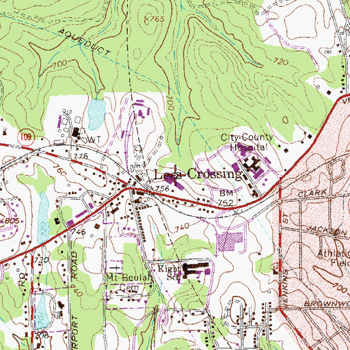 Topographic Map of Lees Crossing Shopping Center, GA
