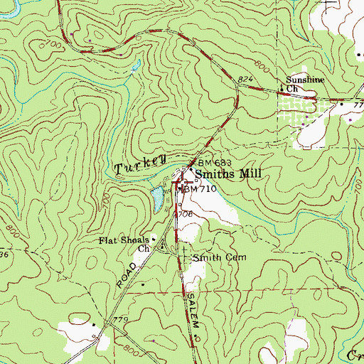 Topographic Map of Living Christ Church, GA