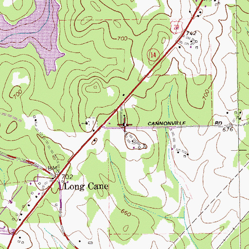 Topographic Map of Long Cane Baptist Church, GA