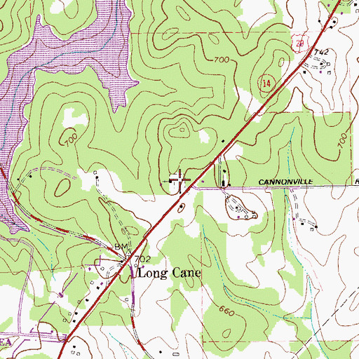 Topographic Map of Long Cane Cemetery, GA