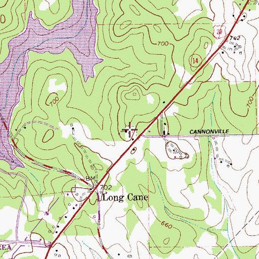 Topographic Map of Long Cane Methodist Church, GA