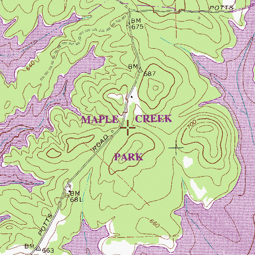 Topographic Map of Maple Creek Park, GA