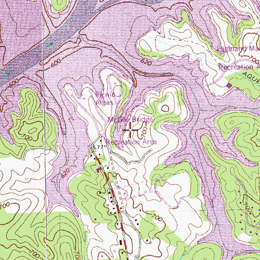 Topographic Map of McGee Bridge Recreation Area, GA