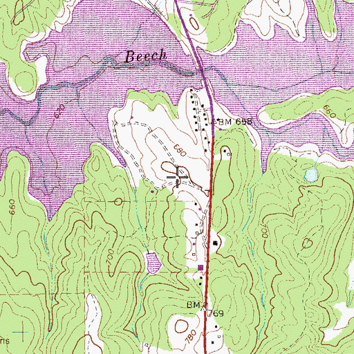 Topographic Map of Meadowlands, GA