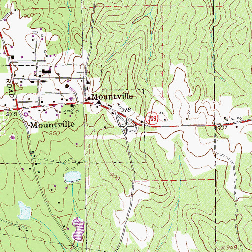 Topographic Map of Mountville Cemetery, GA