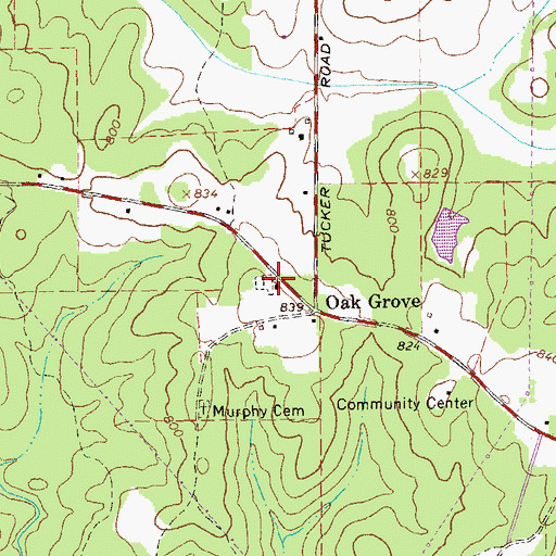Topographic Map of Oak Grove Church, GA