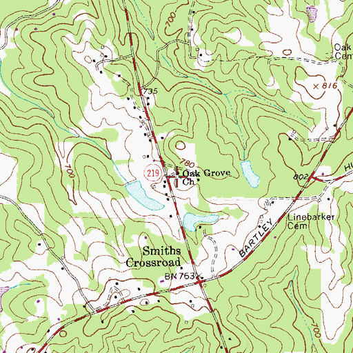 Topographic Map of Oak Grove School (historical), GA