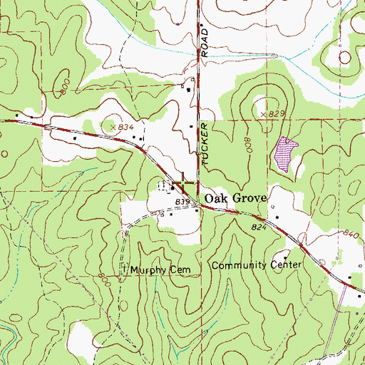 Topographic Map of Oak Grove School (historical), GA