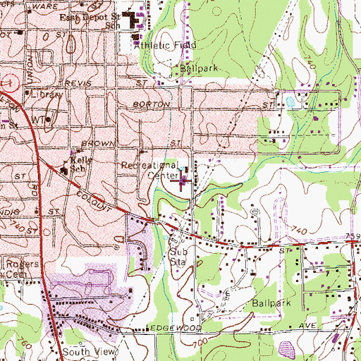Topographic Map of Ogletree Park, GA