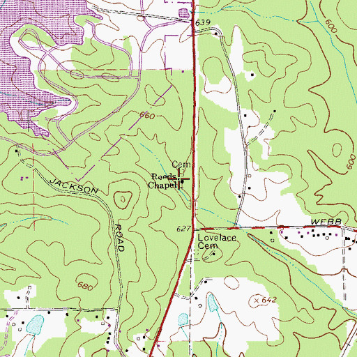 Topographic Map of Pine Grove School (historical), GA