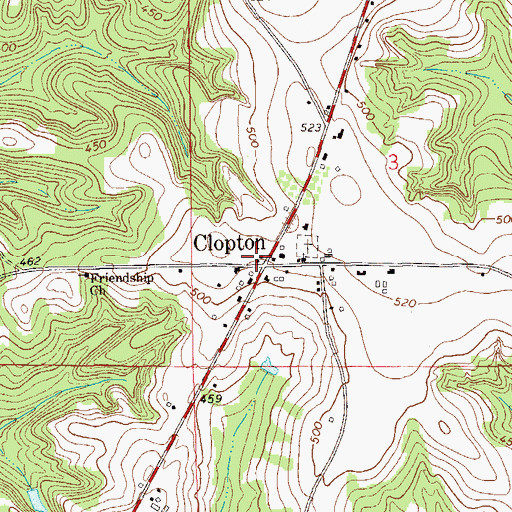 Topographic Map of Clopton Post Office, AL